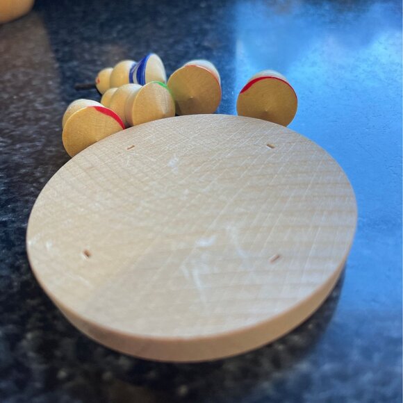 Vintage Handmade Wooden Mini Sumo Wrestlers Tops Goma The Motif Brave Face - Picture 7 of 7